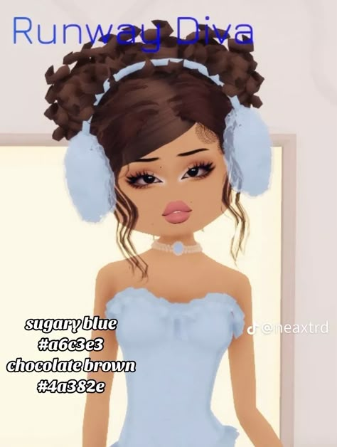 Chocolate Brown Dress, Fancy Dress Code, Blue Colour Dress, Diva Dress, Chocolate Brown Hair, Aesthetic Roblox Royale High Outfits, Blue Chocolate, Baddie Outfits Ideas, Dress Photo