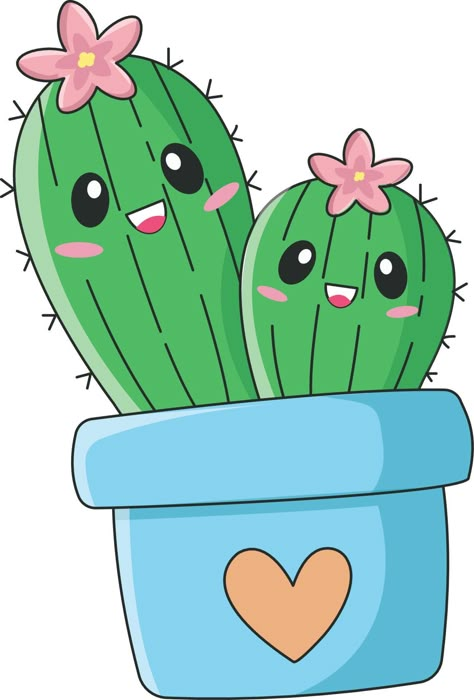 Mom and Baby Kawaii cactus Kawaii Cactus, Cute Flower Drawing, تزيين دفاتر, Cactus Drawing, Drawing Aesthetic, Images Kawaii, Easy Drawings For Kids, Drawings For Kids