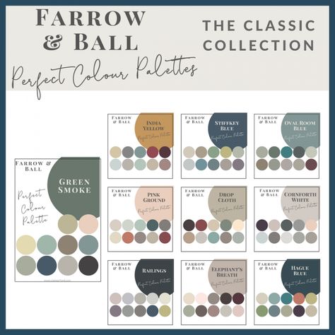 Farrow And Ball Colour Pallet, Benjamin Moore Colour Palettes, Farrow And Ball House Colour Schemes, Farrow And Ball Whole House Palette, Farrow Ball Colour Scheme, Farrow And Ball Palette, Farrow And Ball Kitchen Colour Schemes, Farrow And Ball Color Palette, Farrow And Ball Colour Schemes 2023