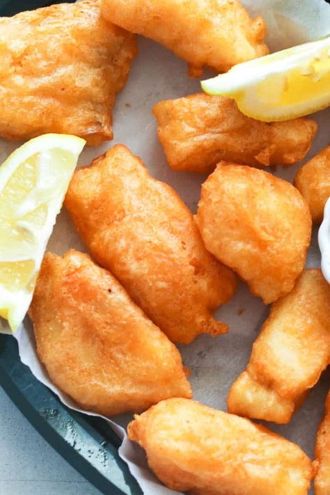 Beer Battered Fish - Immaculate Bites Battered Fish Recipe, Fish And Chips Batter, Fried Fish Batter, Beer Battered Fish Recipes, Fish Batter Recipe, Seafood Dish Recipes, Seafood Plates, Fried Cod, Beer Battered Fish