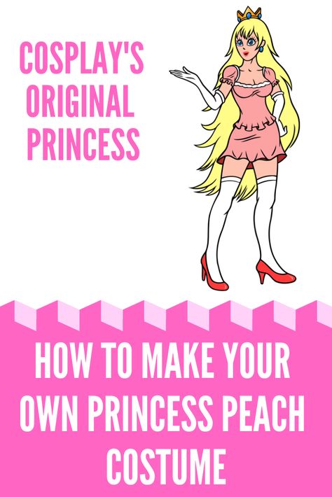 Most of us know Princess Peach as the beloved leader of the Mushroom Kingdom. Now it’s your turn to look like her with your own Princess Peach costume. Princess Peach Adult Costume Diy, Diy Princess Peach Costume, Princess Peach Costume Diy, Mario Halloween Costumes, Princess Peach Costume, Princess Peach Cosplay, Dark Costumes, Peach Cosplay, Peach Costume