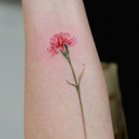 White Carnation Tattoo, Carnation Flower Tattoo, Wildflowers Tattoo, Carnation Tattoo, Watercolor Rose Tattoos, Purple Tattoos, Traditional Tattoo Flowers, Flower Tattoo Meanings, Chrysanthemum Tattoo