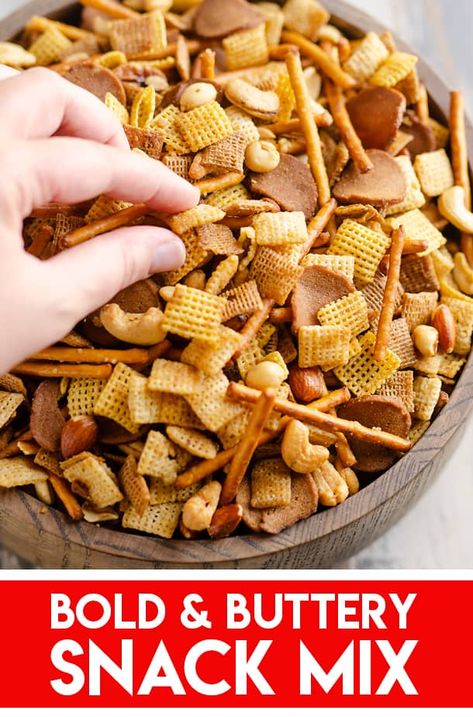 Chef Mix Recipes, Bold Check Mix Recipes, Savory Chex Mix Recipes, Bunco Snacks, Savory Chex Mix, Original Chex, Dips Appetizers, Party Mix Recipe, Homemade Chex Mix