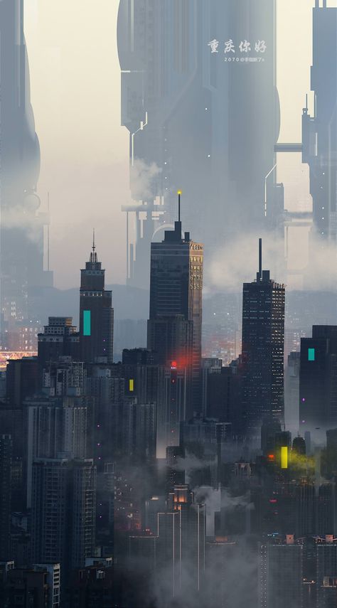 Hello, Chongqing! - Album on Imgur Futuristic Wallpaper, Sci Fi Landscape, Sci Fi City, New Retro Wave, Cyberpunk Aesthetic, Cyberpunk City, Arte Cyberpunk, Have Inspiration, Fantasy City