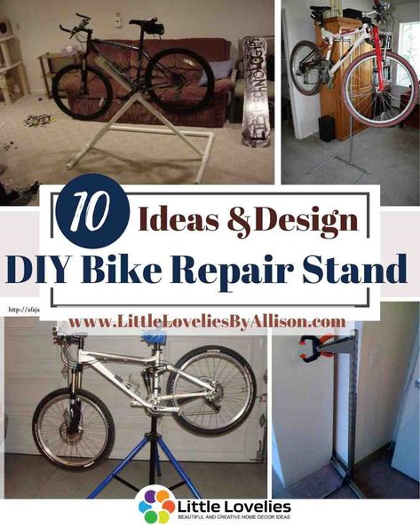 Having a bike repair stand is incredibly beneficial to any road bike owner. The bike repair stands totally comes in handy to any bike owner whether you own a bike repair shop or not. These repair stand tutorials will give a step by step explanation of how to make different DIY bike repair stands. If you are serious about maintaining your bike you should consider making a DIY bike repair stand. #BikeRepairStand Diy Bike Repair Stand, Homemade Bike Stand, Bike Maintenance Stand, Bike Stand Diy, Bike Repair Shop, Minimalist Bike, Diy Bicycle, Diy Bike Rack, Bike Repair Stand