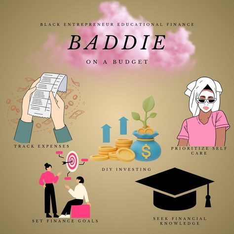 Baddie on a budget is more than just self maintenance things like getting your hair, nails and lashes done! A baddie on a budget is prioritizing what’s overall important but doing so frugally. What is your baddie on a budget list?! #financetips #moneyhabits #baddieonabudget #howtoinvest #savingmoneytips Baddie On A Budget Tips, Self Maintenance, Baddie On A Budget, Budget List, Budget Tracking, Finance Goals, Goals Bullet Journal, Exotic Dance, Black Entrepreneurs