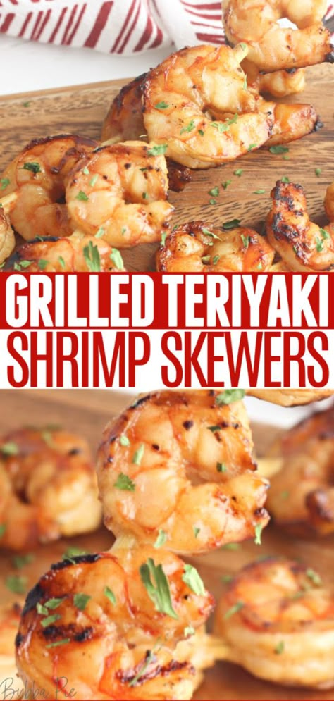 Terriyaki Shrimp, Grilled Shrimp Marinade, Easy Grilled Shrimp Recipes, Grilled Skewers, Make A Salad, Teriyaki Shrimp, Shrimp Kabobs, Grilled Shrimp Skewers, Grilled Seafood Recipes