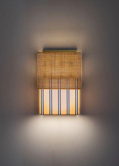 Rattan and fabric wall lamp BIKINI by SERVOMUTO_8 Dedar Fabric, Rattan Design, Rattan Wall, Wall Lamp Design, Led Board, Stainless Steel Lighting, Friday Night Lights, Inspirational Artwork, Fabric Structure