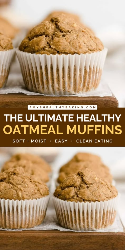 Looking for easy healthy breakfasts and healthy snacks to make? Here's a healthy baking idea for oat muffins! Deliciously sweet and spiced, these are The Ultimate Healthy Oatmeal Muffins. They're also clean eating, low fat, and low sugar with a gluten free option! One Bowl Muffins Healthy, Healthy Oat Muffins Clean Eating, 3 Ingredient Weight Watcher Muffins, Muffins To Lower Cholesterol, Healthy Muffins Applesauce, Low Carb Oatmeal Muffins, Healthy Scones Recipe Clean Eating, Healthy Breakfast Oatmeal Muffins, Easy Gluten Free Muffins Healthy