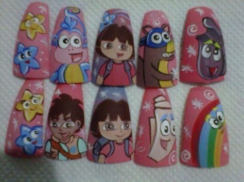 Uñas de dora Dora Nails, Acrylic Nails, Sugar Cookie, Nail Designs, Nail Art, Nails, Quick Saves, Design, Art