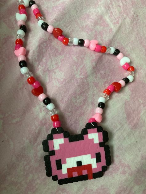 #scene #alt #emo #kandi #perler #gloomybear #rawr #xd Kandi Bracelets With Perler, Gloomy Bear Perler Bead Patterns, Candi Ideas Rave, Kandi With Charms, Perler Bead Kandi Necklace, Kandi Perler Necklace, Perler Bead Patterns Kandi, Perler Kandi Bracelet, Kandi Perler Beads