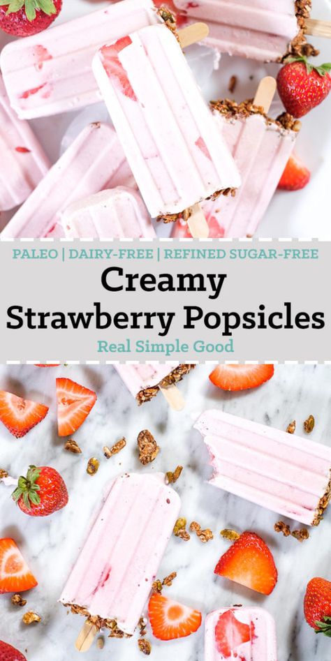 Strawberry Popsicles, Df Recipes, Best Paleo Recipes, Healthy Popsicles, Paleo Banana, Grain Free Granola, Paleo Desserts, Restaurant Ideas, Primal Recipes