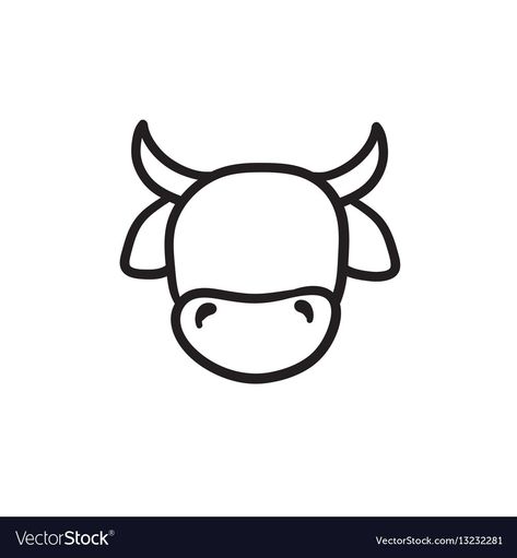 Cow Head Drawing Simple, Cow Face Drawing Easy, Cow Face Template Free Printable, Cow Head Drawing, Cow Head Outline, Simple Face Drawing, Infographic Website, Head Sketch, Teen Crafts