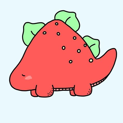 i love strawberries and i love cute dinosaurs… strawberry dino! Dino Widgets, Cute Dino Drawing, Dino Pfp, Strawberry Dinosaur, Mikey Sticker, Dino Stickers, Gigi Birthday, Dinosaur Drawings, Sorority Room