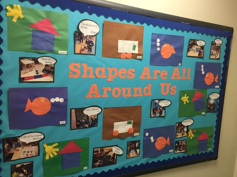 Shapes Bulletin Board Ideas Preschool, Shapes Display Preschool, Colors And Shapes Bulletin Board Ideas, Preschool Math Bulletin Board Ideas, Shapes Theme Board Preschool, Shape Bulletin Boards, Shape Bulletin Boards Preschool, Shapes Bulletin Board Ideas, Science Bulletin Boards Preschool