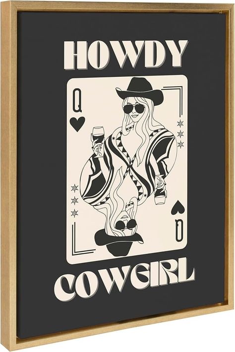 Amazon.com: Kate and Laurel Sylvie Howdy Cowgirl Queen Framed Canvas Wall Art by Honey Island Studio, 18x24 Bright Gold, Western Cowboy Art for Wall: Posters & Prints Queen Frame, Typography Art Print, Cowboy Art, Eclectic Art, Brown Art, Bright Gold, Typography Art, Gallery Frame, Frame Wall Decor