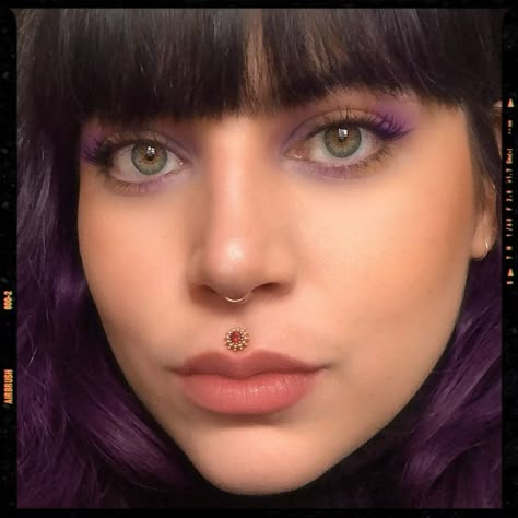 Medusa Piercing - Septum Piercing - Summer Makeup - Lilac Makeup Medusa Piercing Jewelry, Body Vision Los Angeles, Medusa Piercing, Airbrush App, Septum Piercing, The Rose, Piercing Jewelry, Gold Beads, Earings Piercings