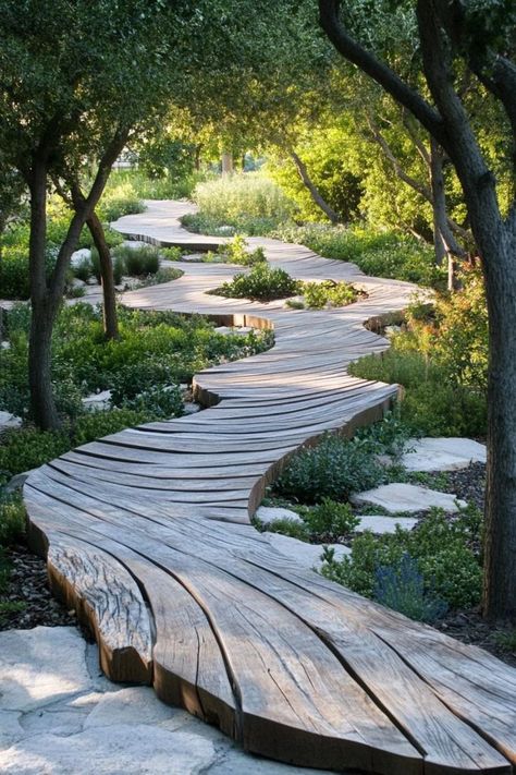 Upgrade your garden with sustainable materials! 🌳🏡 Use reclaimed wood and recycled stone for an eco-friendly landscape. 🌿♻️ #SustainableLandscaping #GreenLiving #EcoFriendly Veneer Art, Garden Wood, Sustainable Landscaping, Video Garden, Landscape Architecture Design, Have Inspiration, Garden Pathway, Fashion Mistakes, Country Gardening