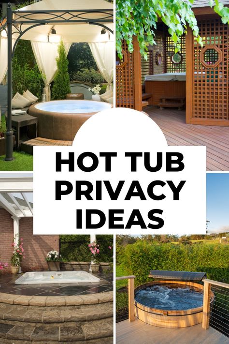 Secluded Spas: Backyard Small Hot Tub Privacy Ideas Privacy Fence Ideas For Hot Tub, How To Hide A Hot Tub, Hot Tub Hideaway, Backyard Hot Tubs Ideas, Boho Hot Tub Area, Hot Tub Ideas Backyard Privacy Wall, Privacy Screen For Hot Tub, Jacuzzi Privacy Ideas, Hot Tub Pergola Ideas Privacy Walls