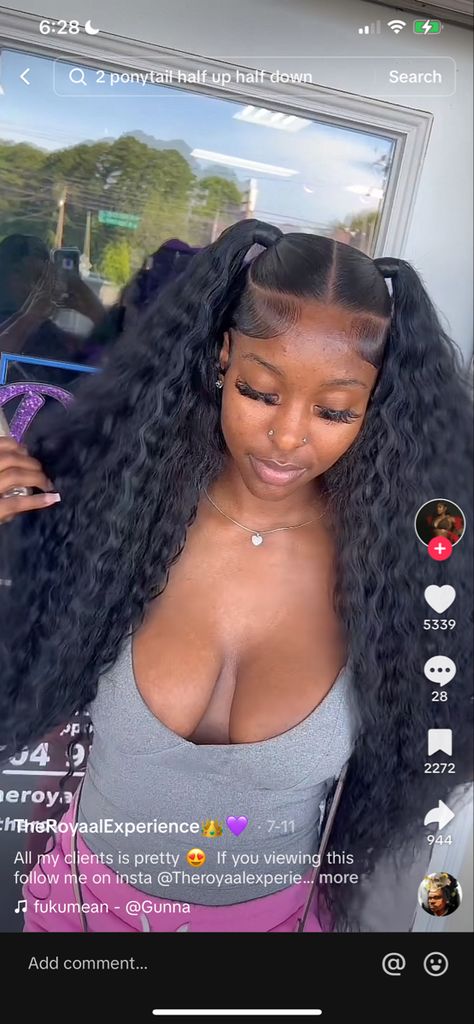 Sew In With 2 Ponytails, Sew In Two Ponytail Hairstyles, 2 Ponytails Half Up Half Down Black Women, Two Ponytails Half Up Half Down Quick Weave, Cute Ponytails With Weave, Two Ponytails With Weave Half Down, Curly Quick Weave Ponytail, Sew In With Two Ponytails, 2 Ponytails Half Up Half Down Straight