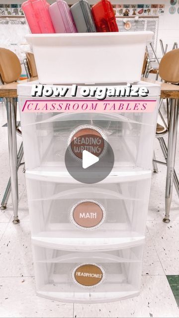 Diy Crate Seats Classroom, Table Caddies Classroom, Classroom Table Storage Student, Classroom Storage For Students, Classroom Workbook Storage, Student Storage For Tables, Classroom Notebook Organization, Workbook Storage Classroom, Classroom Set Up With Tables