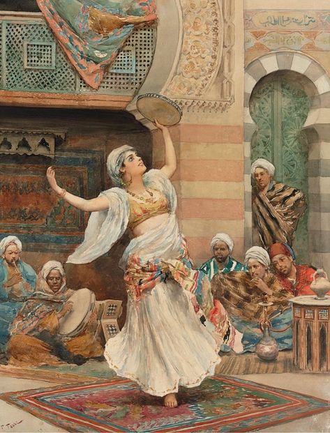 Fabio Fabbi Tutt'Art () Istoria Artei, Arabian Art, Dance Paintings, Eastern Art, Arabic Art, Italian Painters, Tambourine, Historical Art, Dance Art