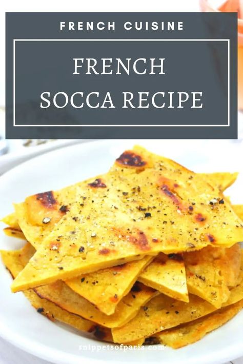 Socca Recipe: The (Gluten-free) French Appetizer French Flan Recipe, French Recipes Appetizers, Chickpea Flatbread Recipe, Socca Recipe, Chickpea Flatbread, French Appetizers, Easy French Recipes, Flatbread Recipe, Bread Appetizers