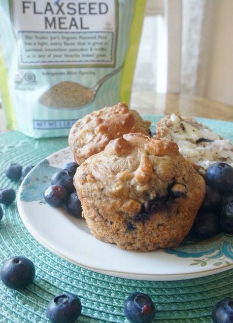 Blueberry Flax Muffins, Blueberry Yogurt Muffins, Flax Seed Muffins, Ground Flax Seed, Flax Muffins, Greek Yogurt Muffins, Healthy Blueberry Muffins, Yogurt Muffins, Seed Muffins