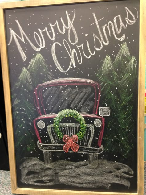 Christmas Chalk Drawing Ideas, Christmas Blackboard Art, Christmas Chalk Marker Art, Black Friday Chalkboard Art, Christmas White Board Drawing, Christmas Chalk Art Ideas, Chalkboard Art Christmas, Chalkboard Halloween Ideas, Christmas Chalkboard Art Ideas