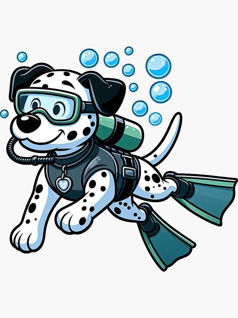 Cute Dalmatian, Diving Wetsuits, Swimming Underwater, Dalmatian Dog, Dalmatian Dogs, Dog Wear, Dog Illustration, Sealife, Dalmatian