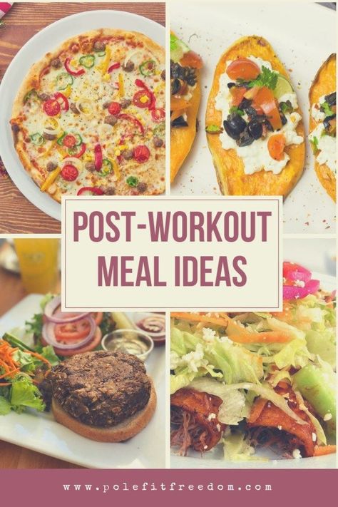 Post workout meal ideas for pole dancers | During a pole dancing workout, your muscles are doing a lot of work, using up glycogen stores quickly. This is part of the reason why you ache after a good workout – your muscles need time to repair. You can speed up this process quite easily, by resting properly and eating the right nutrients in your diet.  First of all, what are those important nutrients, and what foods are the best to eat after a pole dancing workout? #PostWorkout #nutrition After Workout Dinner, Postworkout Meal, Post Workout Dinner, Workout Recipes, Best Post Workout Food, Dancing Workout, Post Workout Meal, Workout Meals, Vegan Protein Shake