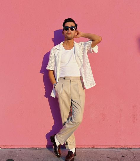 Havana Outfit Men, Cuban Outfit Havana Nights, Tropical Menswear, Cuban Outfit, City Fits, Palm Royale, Top Ootd, Desert Dweller, Modern Menswear