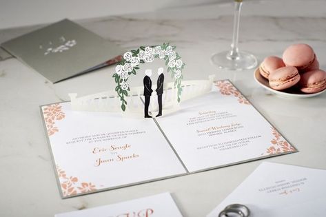 Pop-up wedding invitations are totally a thing (and are super inclusive & customized to you!) Wedding Ceremony Decorations Indoor, City Chic Wedding, Origami Templates, Pop Up Invitation, Card Photography, When I Get Married, Lace Wedding Invitations, Gift Box Template, Offbeat Bride