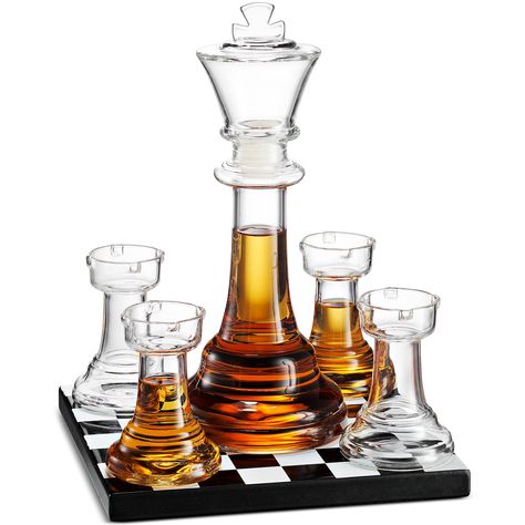 Stylish Kitchen Decor, Whiskey Gift Set, Glass Chess Set, Glass Chess, Vodka Wine, Whiskey Glasses Set, Whiskey Set, Liquor Dispenser, Liquor Glasses