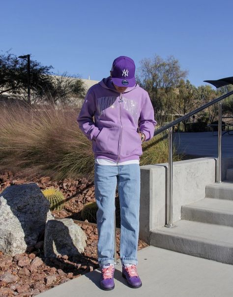 Purple Shoes Outfit Men, Purple Fits Streetwear, Purple Lobster Sb Outfit, Purple Shoes Outfit, Sb Outfits, Purple Lobster, Mens Streetwear Outfits, Dunks Outfit, Drippy Fits