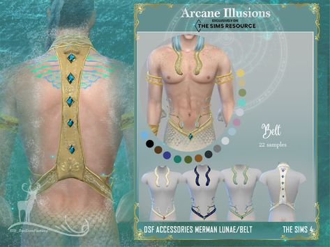 Merman Tails, Mermaid Man, Secret Dress, Mermaid Outfit, Sims 4 Cc Furniture, Sims 4 Cas, Mermaid Necklace, Arm Cuff, Mermaid Tail