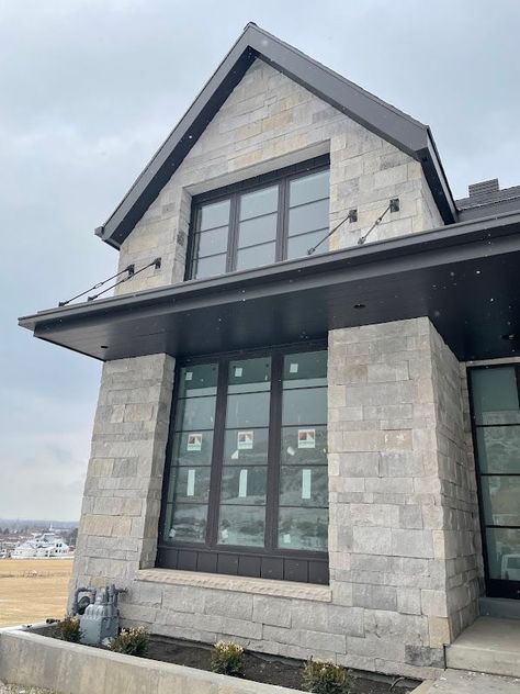 Limestone House Exterior, Limestone Exterior, Cozy Window Nook, Limestone House, Stone World, Farmhouse Inspiration, Stone Siding, The Heights, Exterior Remodel