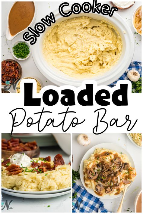 Slow Cooker mashed potatoes are one of the easiest ways to create a loaded potato bar. Creamy no-boil mashed potatoes with all the toppings are one of the easiest ways to make mashed potatoes to please a crowd. Mashed Potato Bar Ideas Toppings, Potatoe Bar Toppings, Mashed Potato Bar Ideas, Mashed Potatoes Bar, Loaded Potato Bar, Potato Bar Ideas, Slow Cooker Mashed Potatoes, Mashed Potato Bar, Best Instapot Recipes