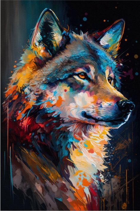 Abstract Wolf Poster Wolf Painting Abstract, Wolves Painting Acrylic, Wolves Painting, August Ideas, Sleeping Wolf, Abstract Wolf, Wolf Portrait, Watercolor Wolf, Wolf Poster