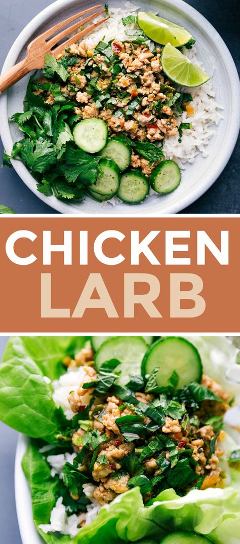 Laab Recipe, Thai Bowl, Easy Thai Chicken, Chicken Larb, Coconut Lime Rice, Larb Recipe, Thai Chicken Lettuce Wraps, Chicken Garlic, Ground Chicken Recipes