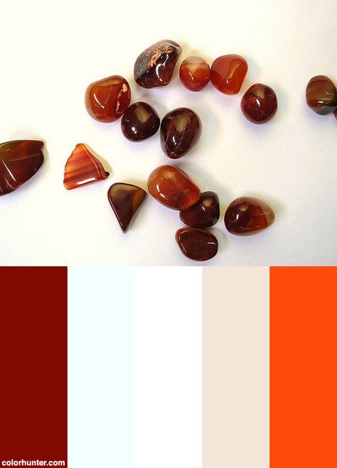 Carnelian+Pebbles+Color+Scheme Unique Carnelian Jewelry With Colorful Beads, Carnelian Jewelry With Colorful Round Beads, Carnelian Color Palette, Vintage Carnelian Hallmarked Ring, Spiritual Round Carnelian Gemstones, Pebble Color, Art Color, Color Pallets, Ideas Style