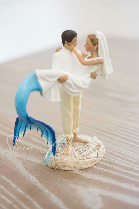 Mermaid Cake Topper Little Mermaid Wedding, Beach Wedding Cake Toppers, Wedding Cake Topper Figurines, Wedding Cake Fresh Flowers, Mermaid Cake Topper, Groom Wedding Cakes, Beach Wedding Cake, Romantic Wedding Cake, Mermaid Cakes