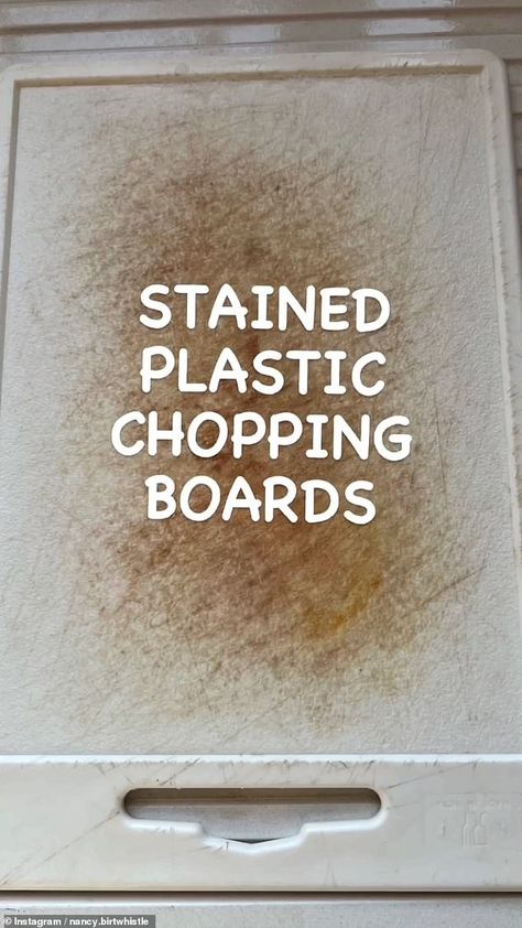 Eco-friendly cleaning guru Nancy Birtwhistle reveals how to revive a dirty plastic chopping board | Daily Mail Online Nancy Birtwhistle Cleaning, Nancy Birtwhistle Recipes, Plastic Chopping Board, Nancy Birtwhistle, Taylor Swift Games, Eco Cleaning, Washing Soda, Dirt Stains, Bake Off