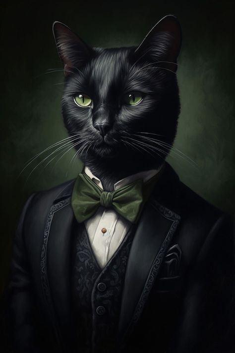 Victorian Cat, Dark Academia Gothic, Gothic Cat, Digital Pet Portrait, Portrait Vintage, Animal Portraits Art, Cat Poster, Curious Cat, Cat Character