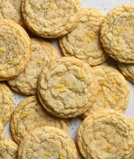 Brown Butter Lemon Cookies, Lemon Poppyseed Cookies Crumbl, Spring Cookies Recipes, Healthy Lemon Cookie, Spring Cookie Recipes, Lemon Poppy Cookies, Lemon Poppy Seed Shortbread Cookies, Maine Desserts, Poppy Cookies