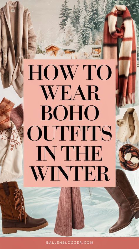 Winter Boots Outfits Aesthetic, Boho Turtleneck Outfit, Boho Wardrobe Capsule, Boho Layered Outfits, Winter Linen Outfit, Classy Boho Outfits, Boho Chic Aesthetic Outfit, Woman Over 50 Fashion, Bohemian Winter Style