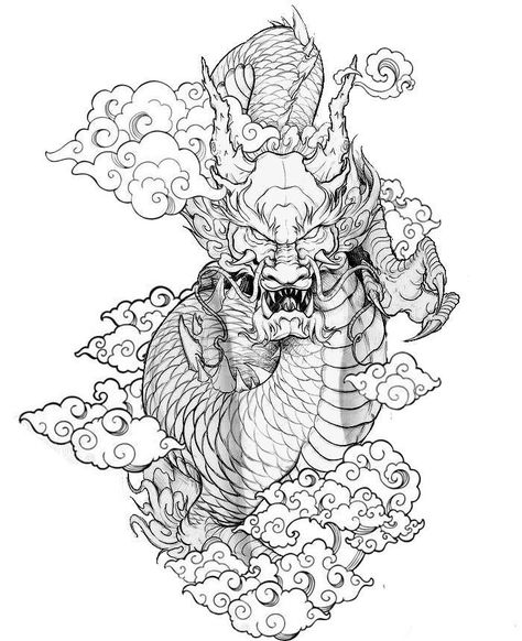 Asian Cloud Tattoo, Japanese Mythology Tattoo, Dragon Tattoo Stencil, Dragon Tattoo Drawing, Japanese Dragon Drawing, Dragon Tattoos For Men, Dragon Tattoo Art, Chinese Dragon Tattoos, Japanese Dragon Tattoo