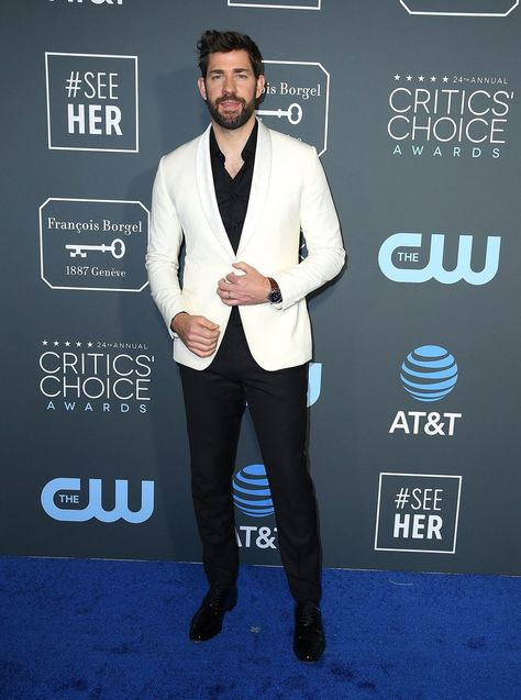 John Krasinski Men Tuxedo, John Krasinski, White Suit, Choice Awards, White Blazer, Carpet, Weddings, Blazer, Blue