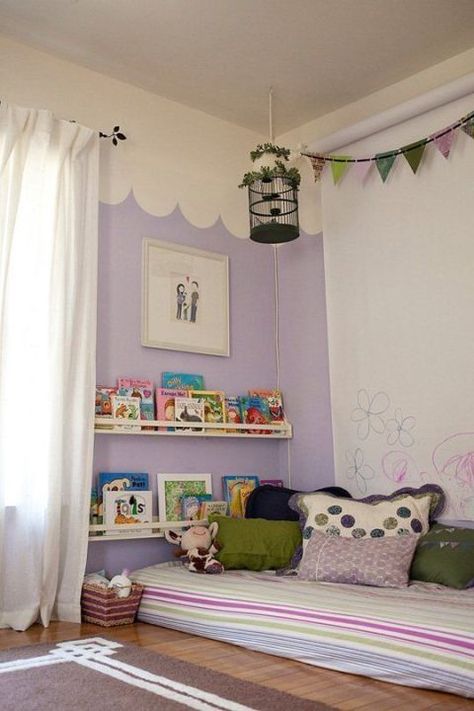 The beguiling purple hue encourages creativity. See more at Apartment Therapy » Kid Room Decor For Boys, Kids Room Paint Colors, Kids Room Design Boys, Mommo Design, Kids Room Paint, Kids Pottery, Room Paint Colors, Floor Bed, Toddler Bedrooms