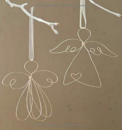 Wire Angel, Jul Diy, Wire Ornaments, Angel Crafts, Angel Ornaments, Wire Crafts, Xmas Ornaments, Wire Art, Beads And Wire